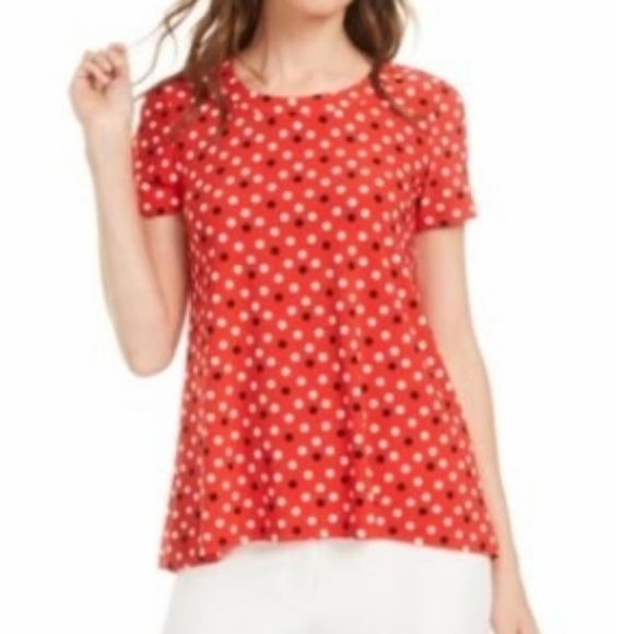 Anne Klein Pinot/ Anne White Polka Dot Stretch Blouse - Picture 3 of 9
